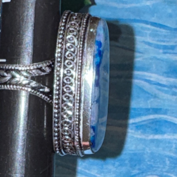 Blue Agate Silver Ring - Picture 14 of 15